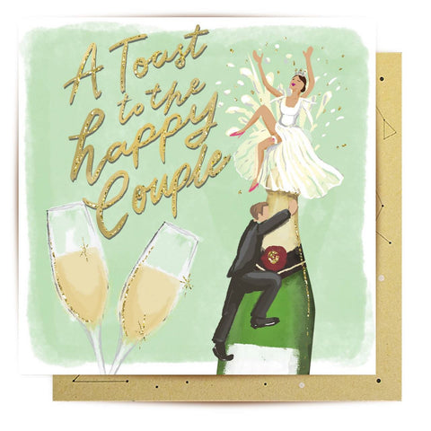 Champagne Happy Wedding - Greeting Card