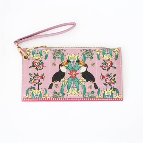 Mexican Folklore Vegan Leather Clutch Purse