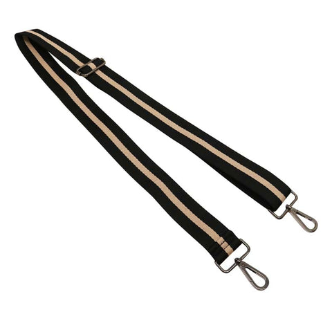 Black & Taupe Stripe Bag Strap