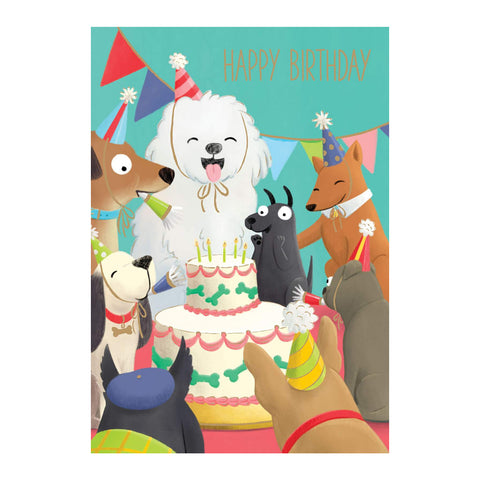 Dogs & Birthday Cake - Greeting Card