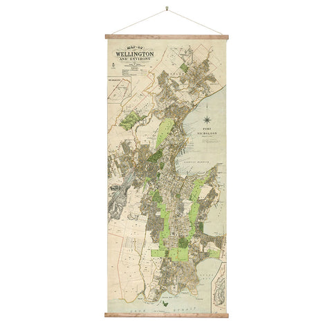Vintage Wellington Map Wall Chart