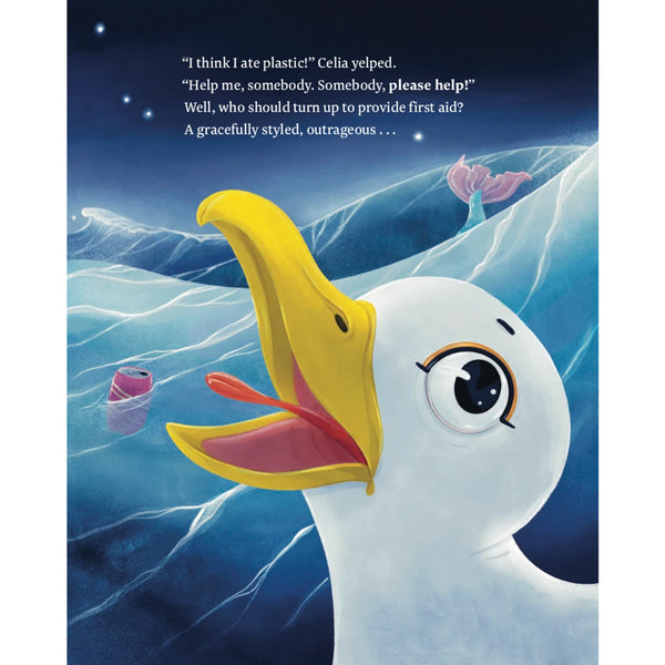 Clearcut image showing page of Celia Seagull and the Plastic Sea by Nicole Miller & Lily Uivel.