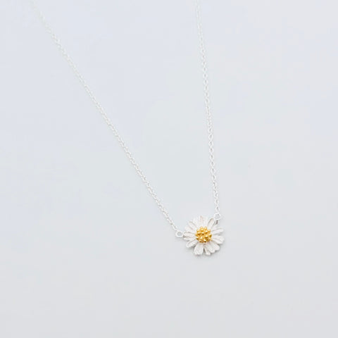Chamomile Necklace with Gold Plated Centre Sterling Silver