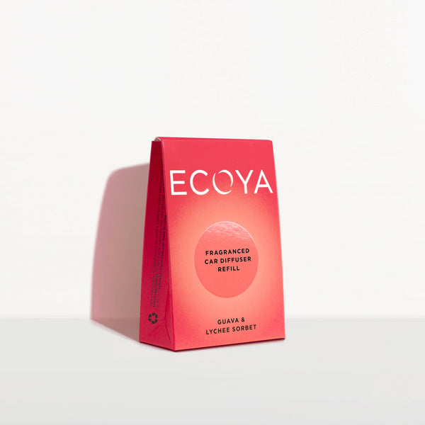 Ecoya Guava & Lychee Sorbet Fragranced Car Diffuser Refill.
