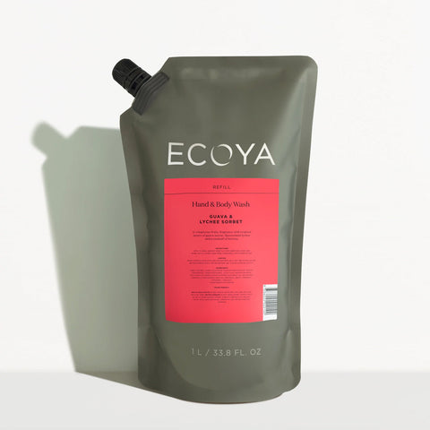 Hand & Body Wash Refill in Guava & Lychee Sorbet by Ecoya.