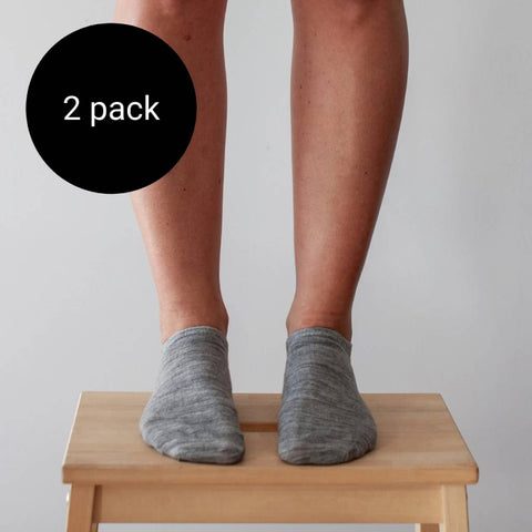 Merino Sneaker Socks Twin Pack, Grey
