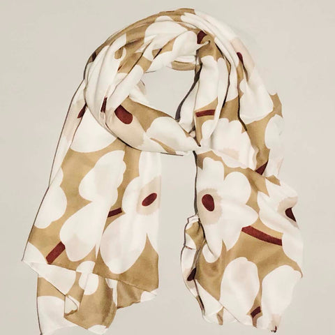Fawn white poppy scarf