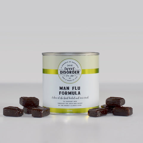 Man Flu Formula Cough Sweets in tin from Sweet Disorder.