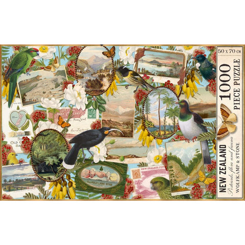 Clearcut image of Wolfkamp & Stone Birds & Postcard Jigsaw Puzzle box lid.