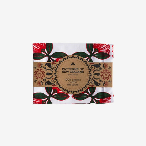 Patterns of New Zealand Tea Towel, Pohutukawa