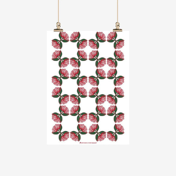 Patterns of New Zealand Tea Towel, Pohutukawa