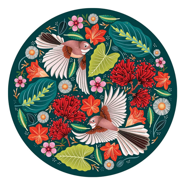 Chirpy Fantails Round 1000 Piece Jigsaw Puzzle