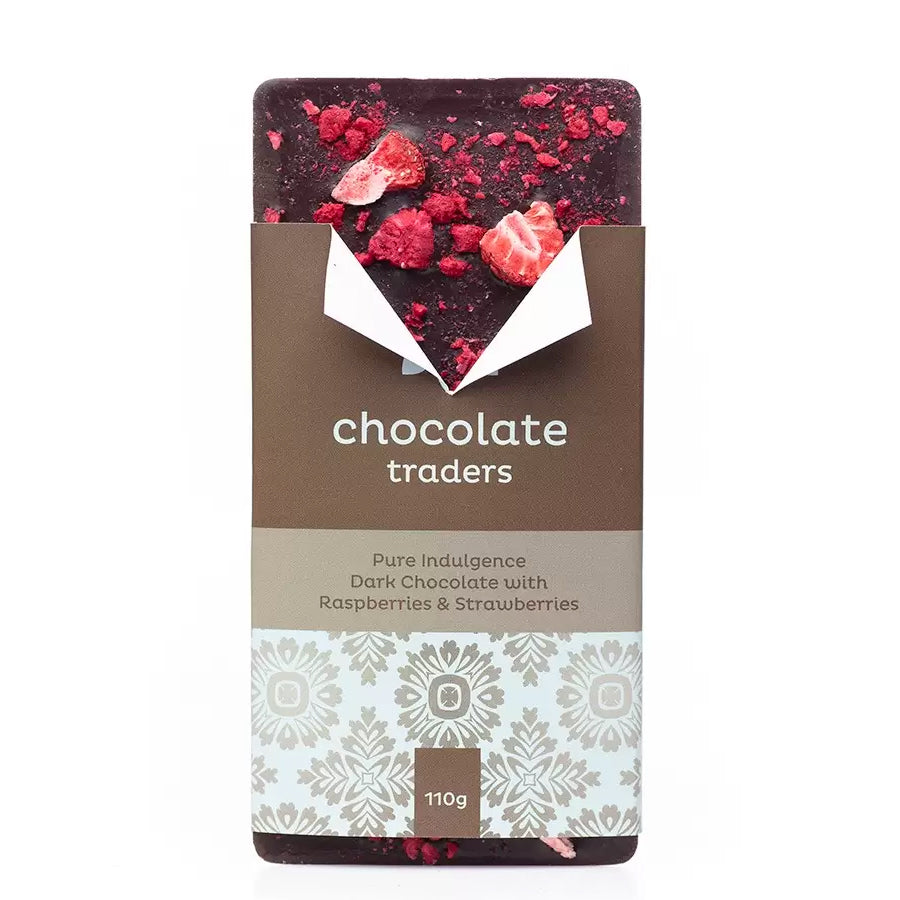 Indulgence Dark Chocolate Bar with Raspberries & Strawberries