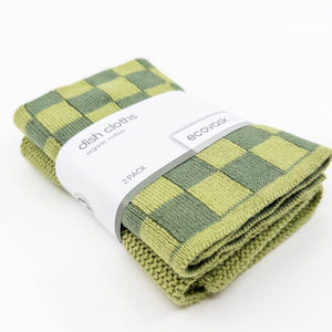 Dishcloths Mixed 2pk, Avocado Chequer