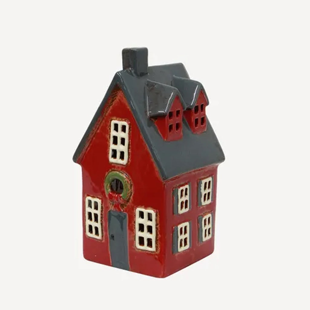 Alsace Tea Light Cottage Red with Wreath