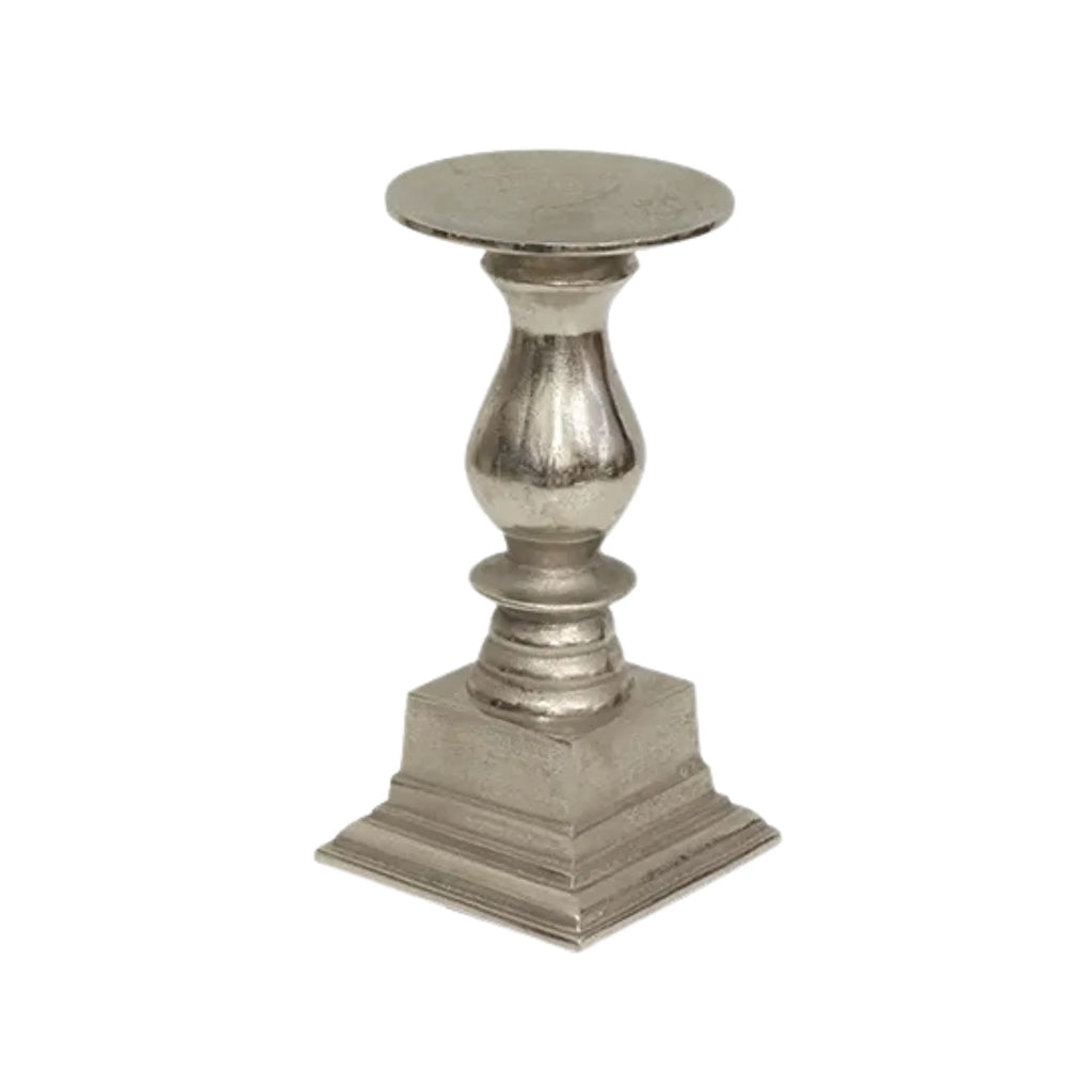 Brushed Silver Candle Plate Short