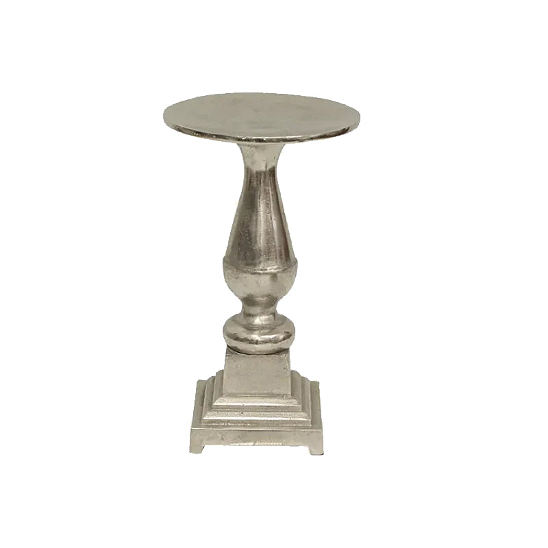 Brushed Silver Candle Plate Tall