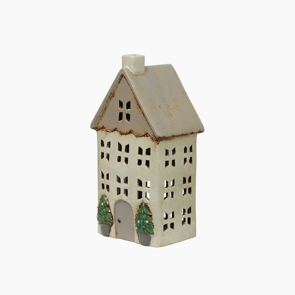 Christmas Tea Light House Stone with Pots, Medium