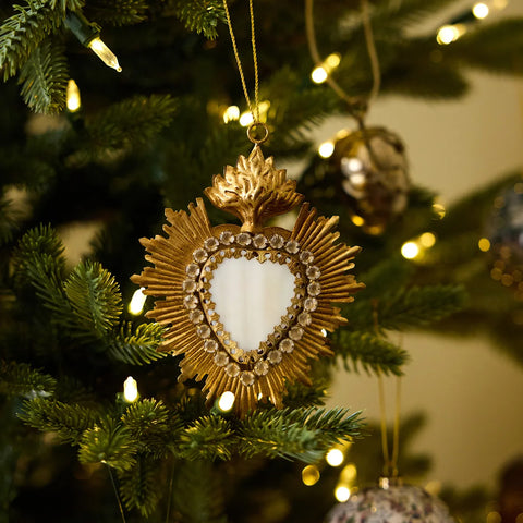 Jewelled Stone Heart Christmas Decoration