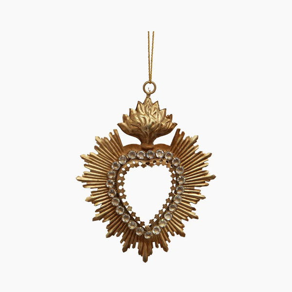 Jewelled Stone Heart Christmas Decoration