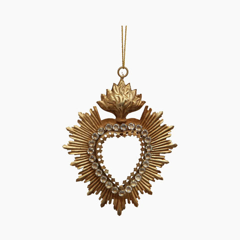 Jewelled Stone Heart Christmas Decoration