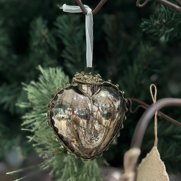 Ornate Glass Heart Christmas Decoration