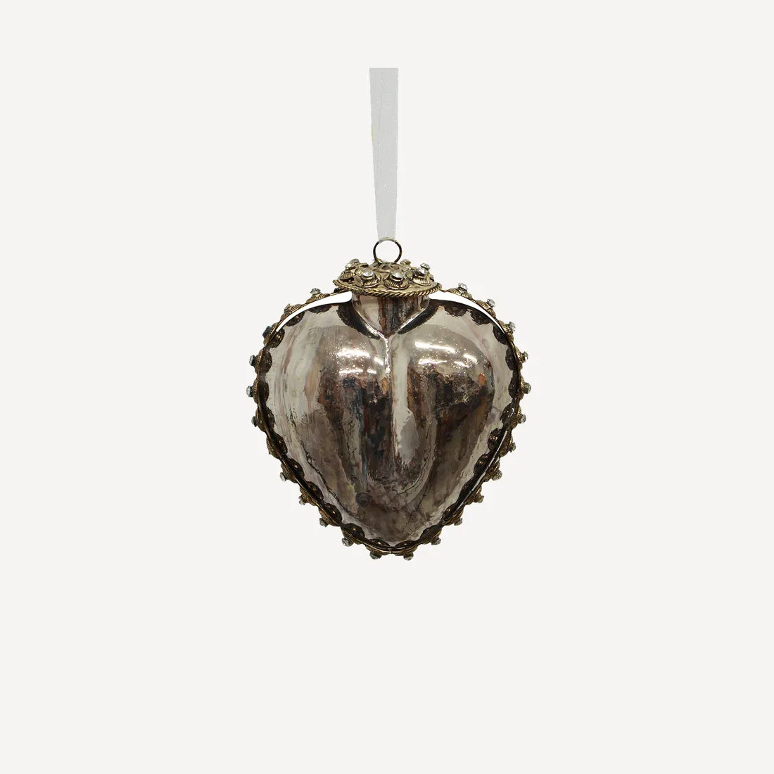 Ornate Glass Heart Christmas Decoration