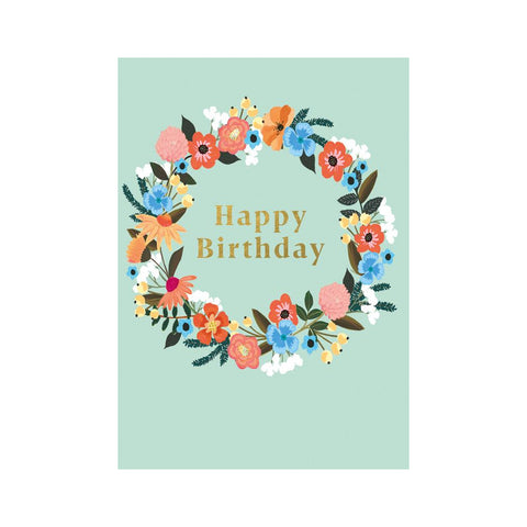 Happy Birthday Botanical Wreath - Greeting Card