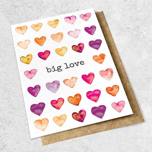 Watercolour Hearts Luxe - Greeting Card