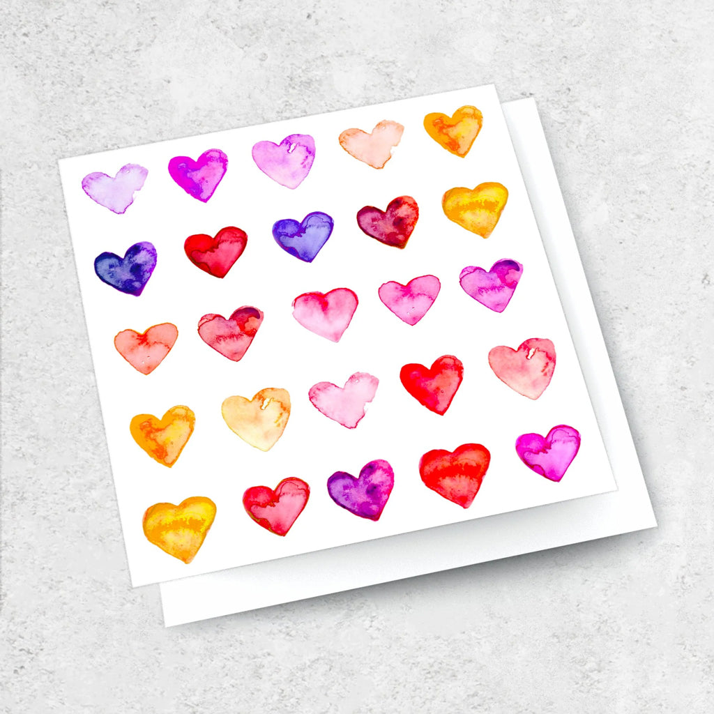Watercolour Hearts - Greeting Card