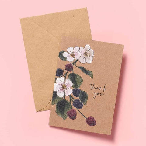 Orchard Blackberries Thank You - Mini Greeting Card