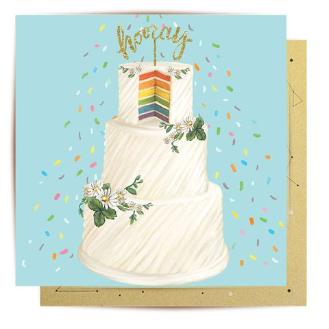 Hooray Wedding Cake - Greeting Card