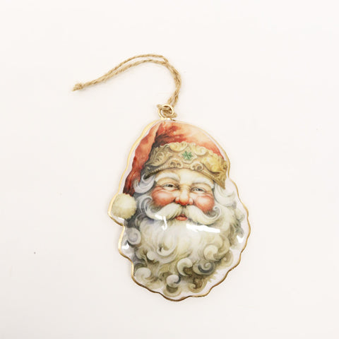 Vintage Tin Bearded Santa Christmas Decoration