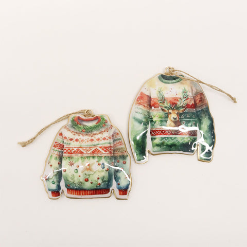 Vintage Tin Christmas Jumper Decoration