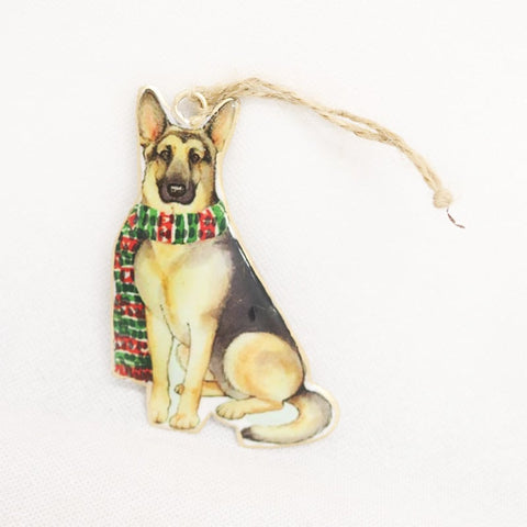 Vintage Tin German Shepherd Christmas Decoration