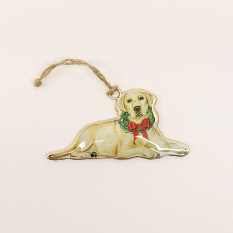Vintage Tin Golden Labrador Christmas Decoration