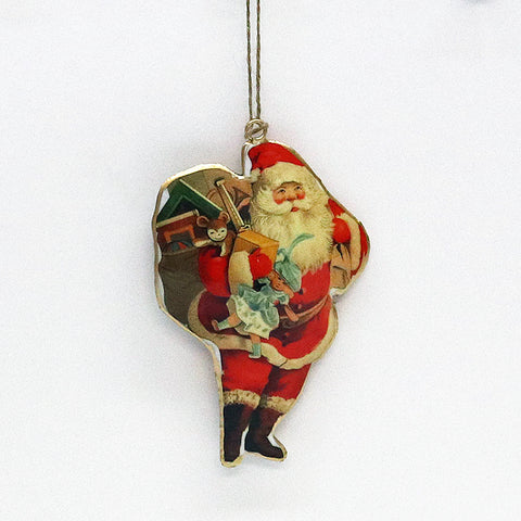 Vintage Tin Santa & Sack Christmas Decoration