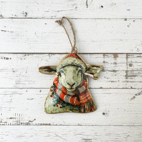 Vintage Tin Sheep Christmas Decoration