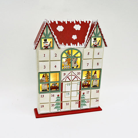 Whimsical Wooden Christmas Calendar with Lights