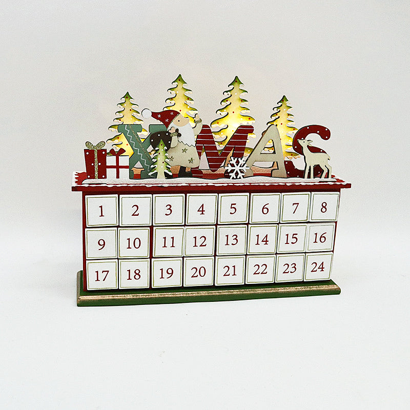 Whimsical Wooden Christmas Calendar with Lights