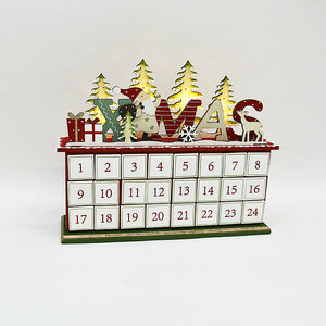 Whimsical Wooden Christmas Calendar with Lights