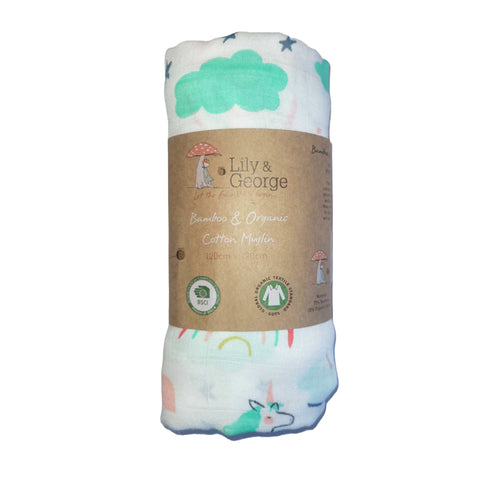 Bamboo & Cotton Muslin Wrap, Chompzilla