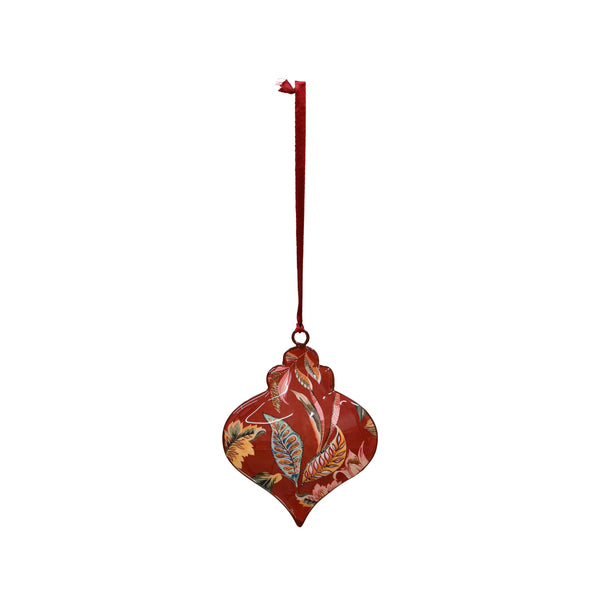 Floral Onion Christmas Bauble, Burgundy