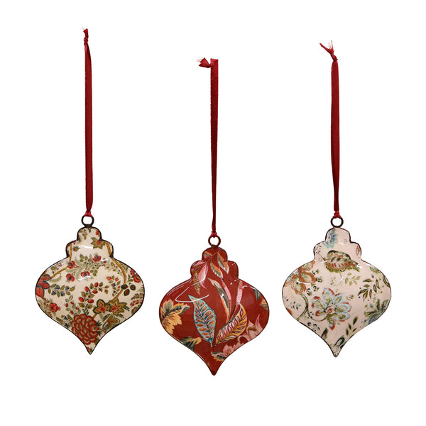 Floral Onion Christmas Bauble, Burgundy