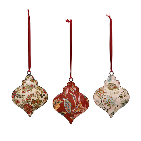 Floral Onion Christmas Bauble, Burgundy