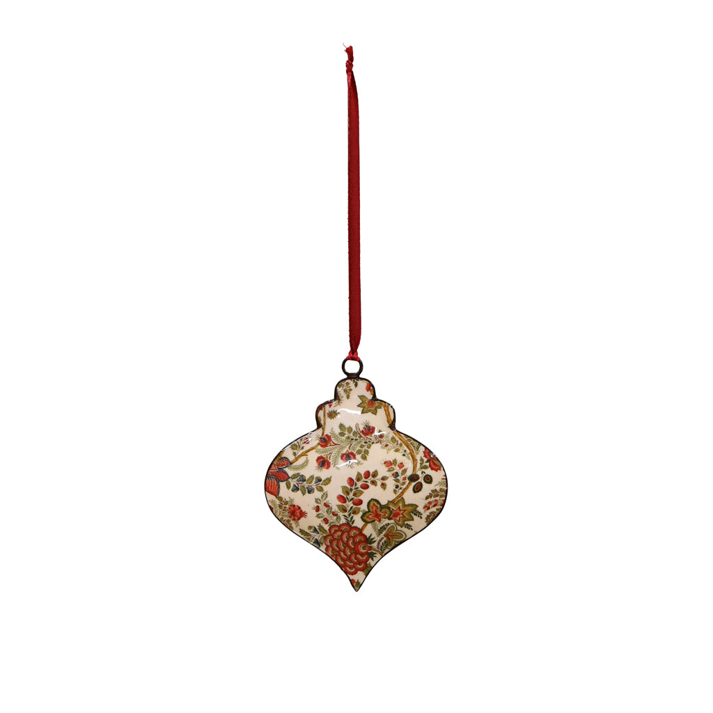 Floral Onion Christmas Bauble, Burgundy