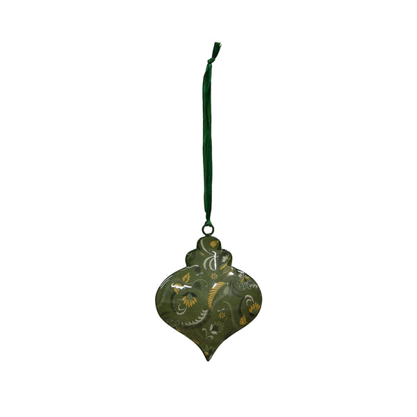 Floral Onion Christmas Bauble, Green