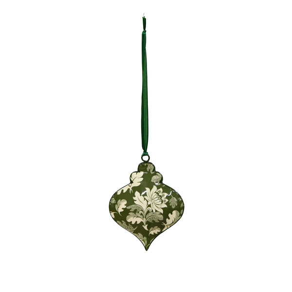 Floral Onion Christmas Bauble, Green
