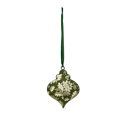 Floral Onion Christmas Bauble, Green