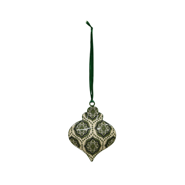 Floral Onion Christmas Bauble, Green